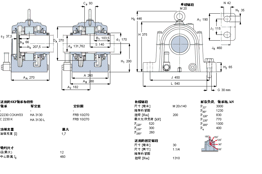 SKF 剖分立式軸承座, SONL, 用于緊定套安裝軸承SONL230-530樣本圖片