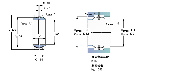 SKF 免維護徑向球面滑動軸承, 鋼/PTFE復合材料GEC460FBAS樣本圖片