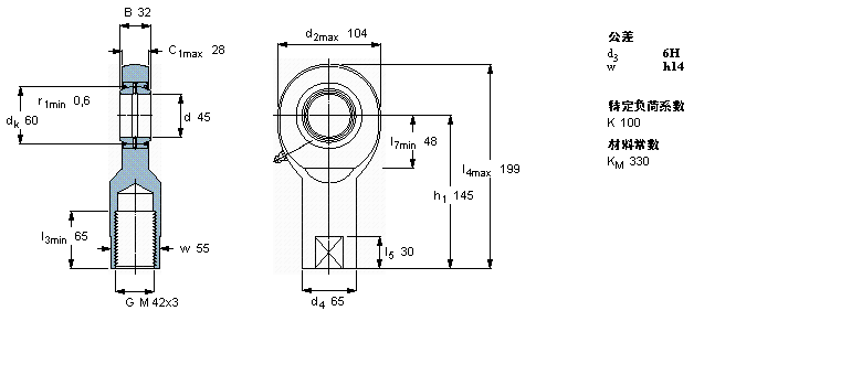 SKF 需要維護的桿端, 鋼對鋼，陰螺紋, 兩面密封件SIA45ES-2RS樣本圖片