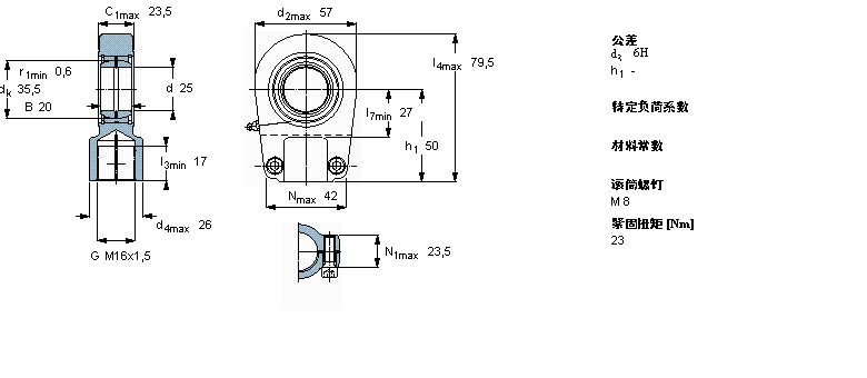 SKF 需要維護(hù)的桿端, 鋼對鋼，陰螺紋，用于液壓滾筒SIR25ES樣本圖片