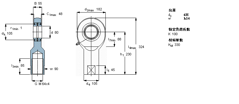 SKF 需要維護(hù)的桿端, 鋼對(duì)鋼，陰螺紋, 兩面密封件SILA80ES-2RS樣本圖片