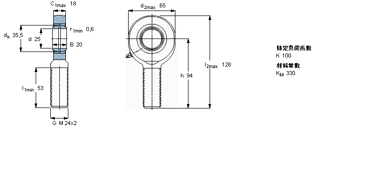SKF 需要維護(hù)的桿端, 鋼對(duì)鋼，陽螺紋SA25ES樣本圖片