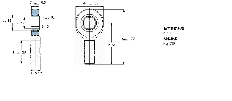 SKF 需要維護(hù)的桿端, 鋼對(duì)鋼，陽(yáng)螺紋SA12E樣本圖片