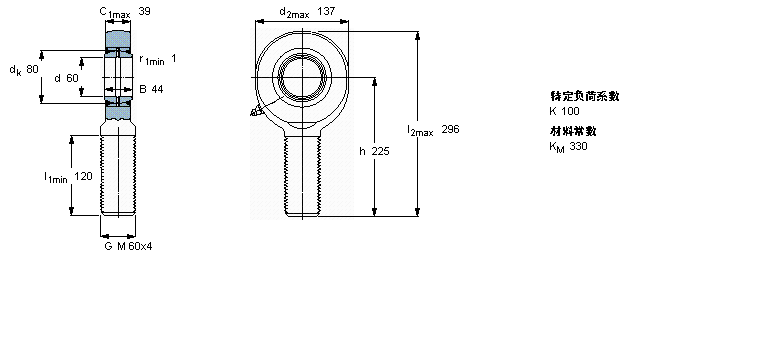 SKF 需要維護(hù)的桿端, 鋼對(duì)鋼，陽(yáng)螺紋, 兩面密封件SAL60ES-2RS樣本圖片