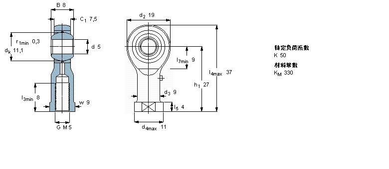 SKF 需要維護(hù)的桿端, 鋼對青銅，陰螺紋SILKAC5M樣本圖片