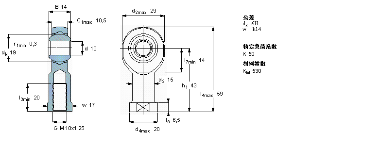 SKF 免維護(hù)桿端, 陰螺紋, 鋼/PTFE復(fù)合材料SIKB10F/VZ019樣本圖片