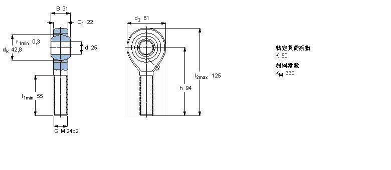 SKF 需要維護(hù)的桿端, 鋼對青銅，陽螺紋SALKAC25M樣本圖片