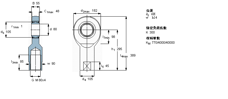 SKF 免維護桿端, 陰螺紋, 鋼/PTFE織物 , 兩面密封件SI80TXE-2LS樣本圖片