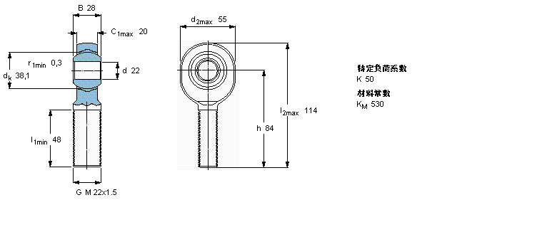 SKF 免維護(hù)桿端, 陽(yáng)螺紋, 鋼/PTFE復(fù)合材料SALKB22F樣本圖片