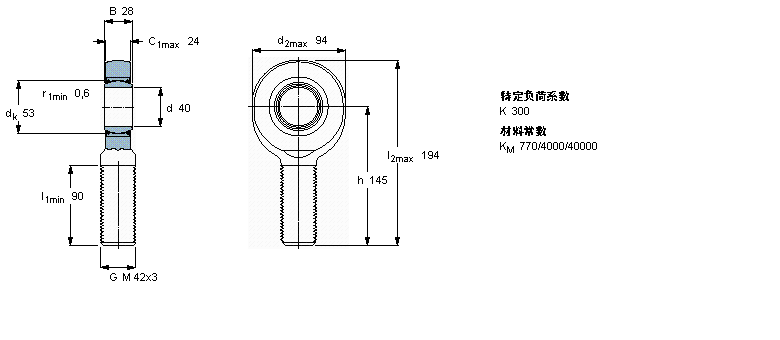 SKF 免維護桿端, 陽螺紋, 鋼/PTFE織物 , 兩面密封件SAL40TXE-2LS樣本圖片