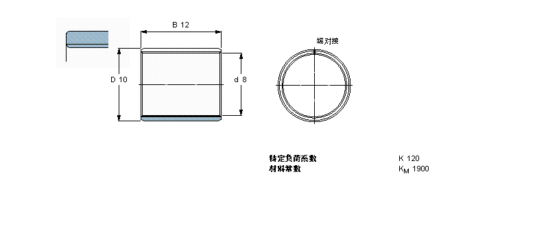 SKF 復(fù)合干滑動軸套, 帶公制尺寸PCM081012M樣本圖片